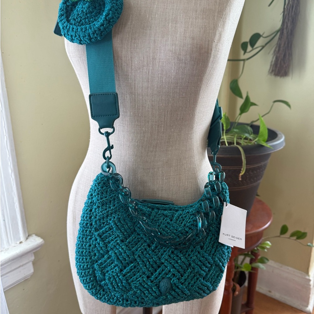 Kurt Geiger Turquoise Crochet Crossbody Bag
